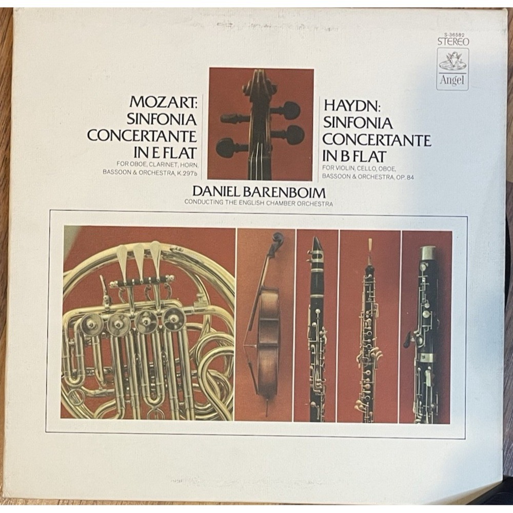 Mozart Haydn Sinfonia Concertante Daniel Barenboim Angel 12" Vinyl LP S-36582 NM